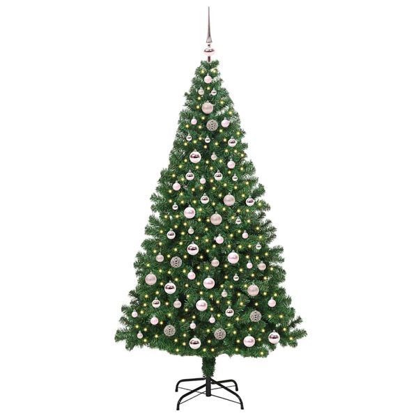 vidaXL Artificial Christmas Tree with 300 LEDs with Stand Green 210 cm
