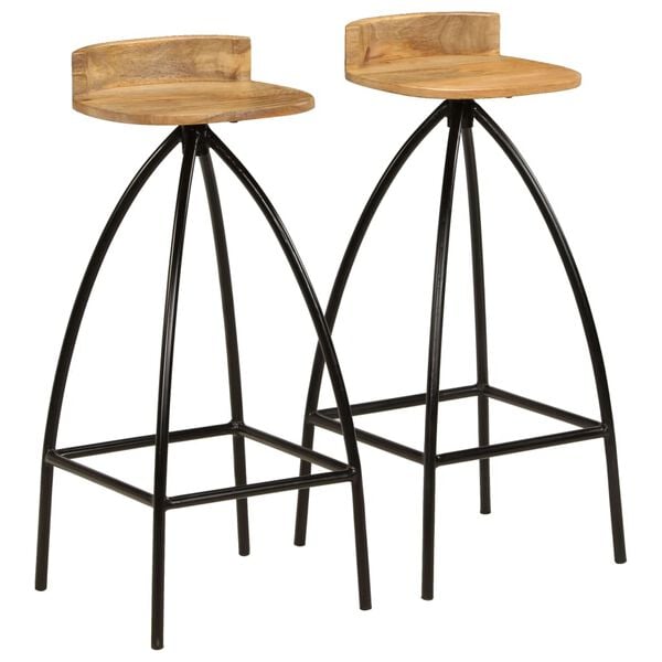 vidaXL Bar Chairs 2 pcs Solid Mango Wood