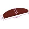 vidaXL Stair Mats Self-adhesive 10 pcs 65x21x4 cm Bordeaux Red Half Round Large
