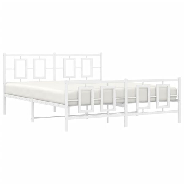 vidaXL Metal Bed Frame without Mattress with Footboard White 150x200cm