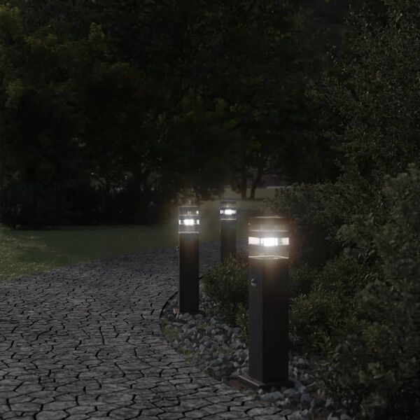 vidaXL Outdoor Floor Lamps with Sensors 3pcs Black 50 cm Aluminium