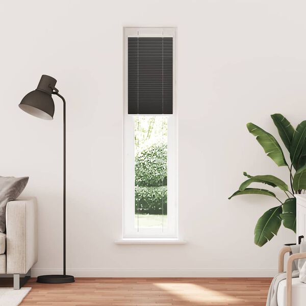 vidaXL Pleated Blind Black 50x200 cm Fabric Width 49.4 cm Polyester