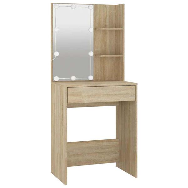 vidaXL Dressing Table with LED Sonoma Oak 60x40x140 cm