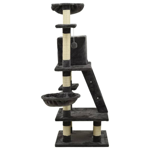 vidaXL Cat Tree with Sisal Scratching Posts Dark Grey 122 cm
