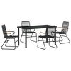 vidaXL Garden Dining Set 5 pcs Black Powder-Coated Steel