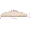 vidaXL Stair Mats 30 pcs 56x17x3 cm Cream Half Round