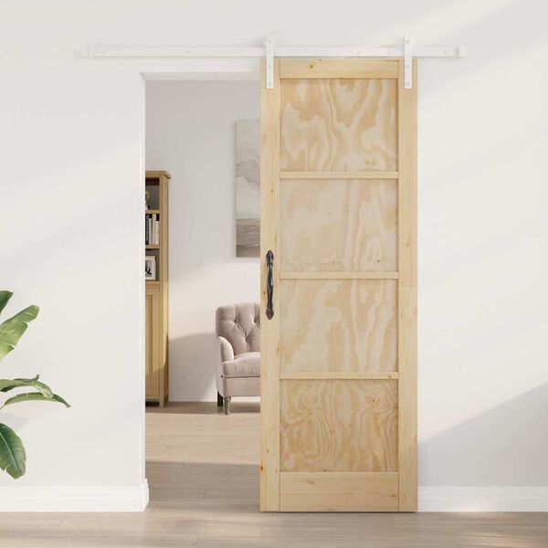 vidaXL Sliding Door Brown 73.5 x 211 cm Solid Pine Wood