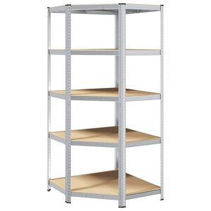 vidaXL Corner Shelf with Shelf Silver 90 x 90 x 198 cm Engineered Wood