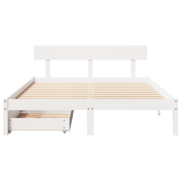 vidaXL Bed Frame without Mattress White 120x190 cm Small Double Solid Wood Pine