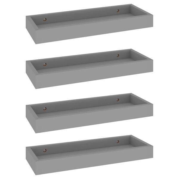 vidaXL Loggia Wall Shelves 4 pcs Grey 40x15x4 cm MDF