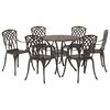 vidaXL Garden Dining Set 7 pcs Bronze 90 x 90 x 75 cm Cast Aluminium