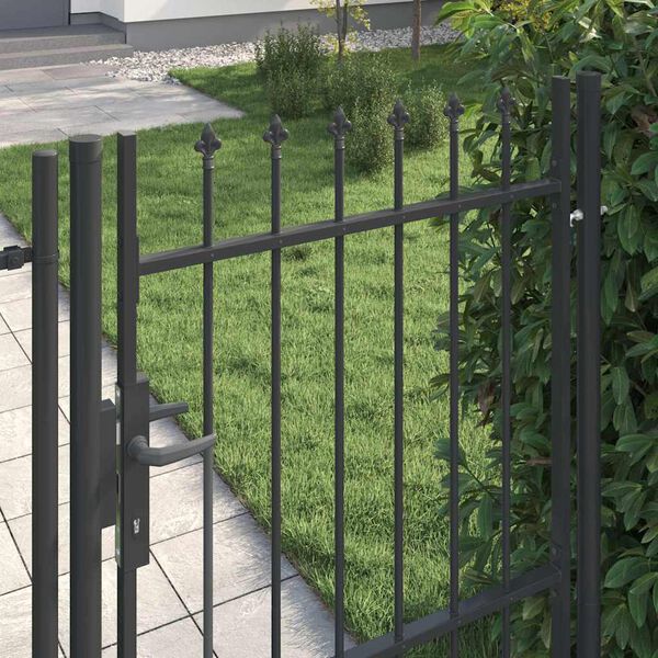 vidaXL Fence Gate Grey 100 x 150 cm Powder coated steel