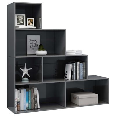 vidaXL Book Cabinet/Room Divider High Gloss Grey 155x24x160 cm Engineered Wood