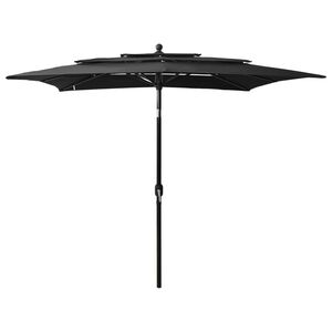 vidaXL 3-Tier Garden Parasol with Aluminium Pole Black 2,5x2,5 m