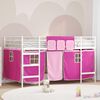 vidaXL Kids'Loft Bed Frame with Curtains White and Pink 80 x 201 cm