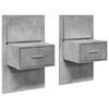vidaXL Wall-mounted Bedside Cabinets with LED Lights 2 pcs Concrete Grey