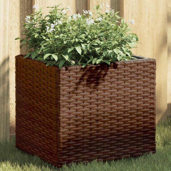 vidaXL Garden Planters 2 pcs Brown 36x30x32 cm Poly Rattan