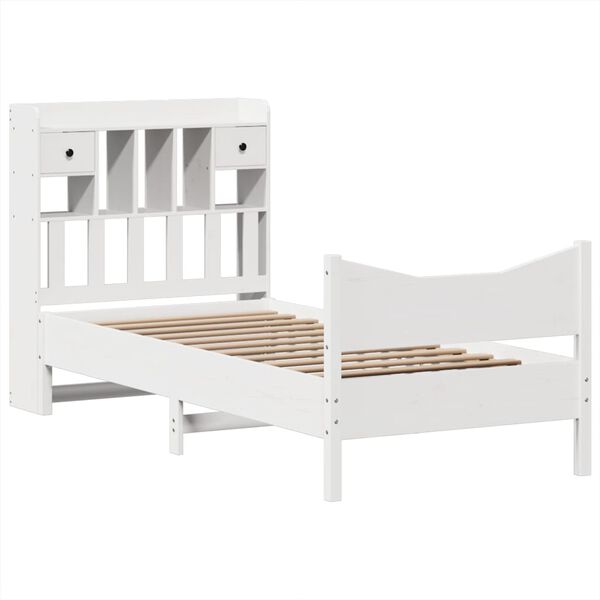 vidaXL Bed Frame without Mattress White 75x190 cm Small Single Solid Wood Pine