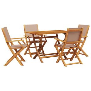 vidaXL 5 Piece Garden Dining Set Taupe Fabric and Solid Wood