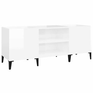 vidaXL Record Cabinet High Gloss White 121x38x48 cm Engineered Wood