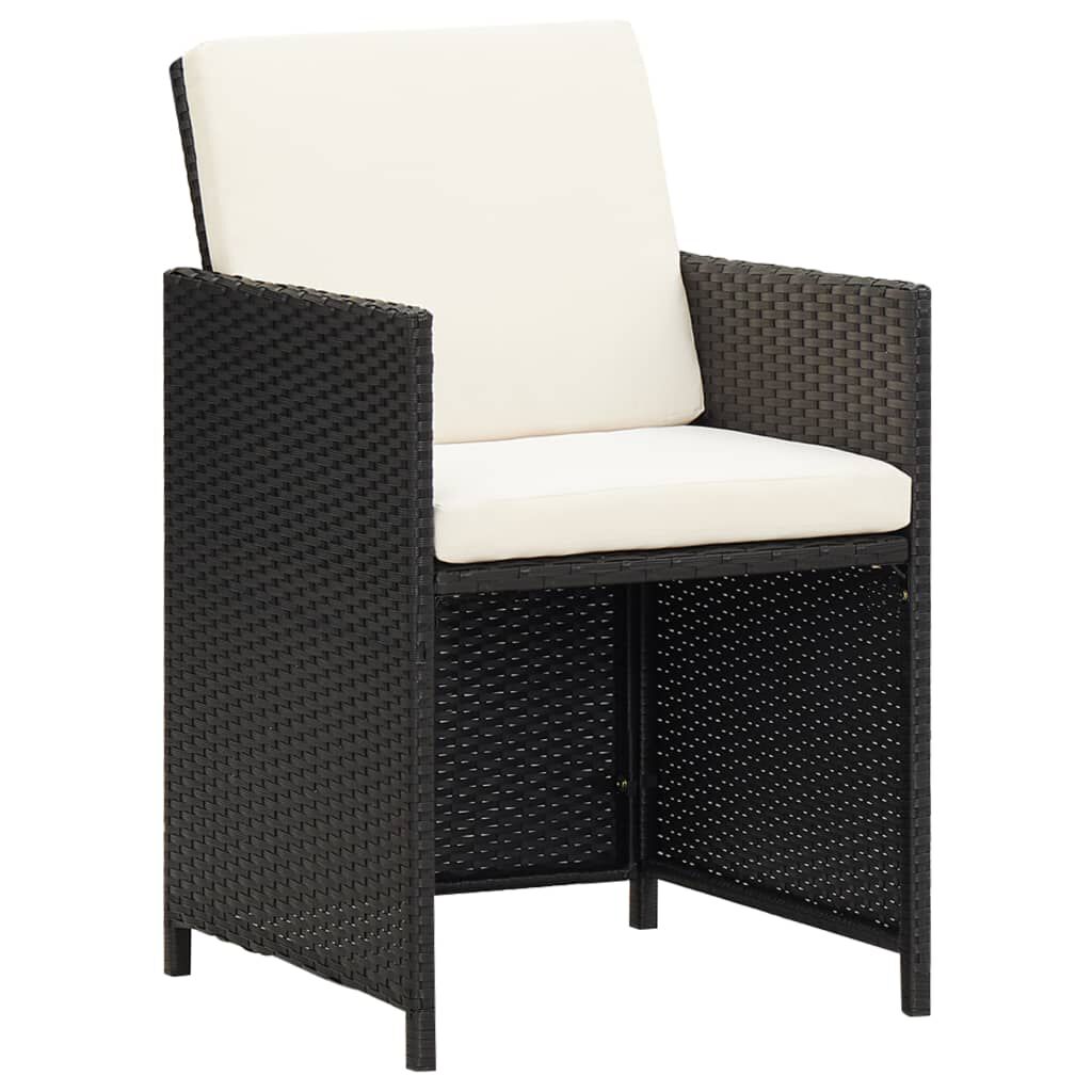 vidaXL 9 Piece Outdoor Dining Set with Cushions Poly Rattan Black