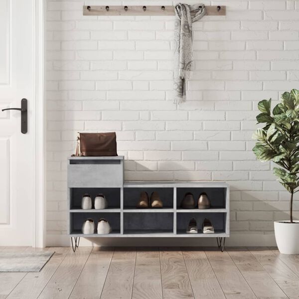 vidaXL Shoe Cabinet Concrete Grey 102x36x60 cm Engineered Wood
