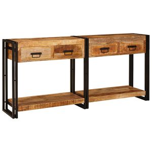 vidaXL Console Tables 2 pcs Brown 161 x 33 x 75 cm Solid Mango Wood