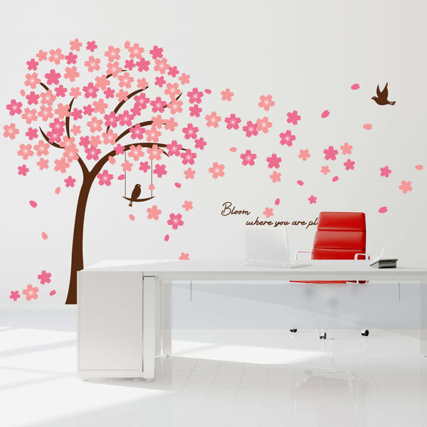 WALPLUS Home Decoration Sticker Cherry Blossom 320x180cm Pink