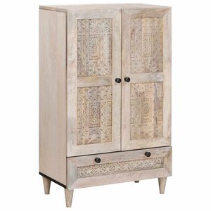 vidaXL Highboard 60 x 33 x 100 cm Solid Mango Wood Bleached White