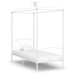 vidaXL Canopy Bed Frame without Mattress White Metal 100x200 cm