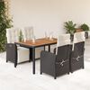 vidaXL 5 Piece Garden Dining Set with Cushions Black Poly Rattan