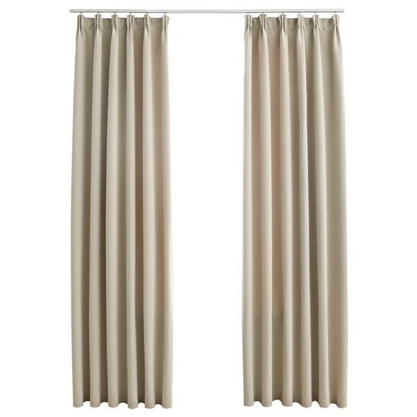vidaXL Blackout Curtains with Hooks 2 pcs Beige 140x175 cm