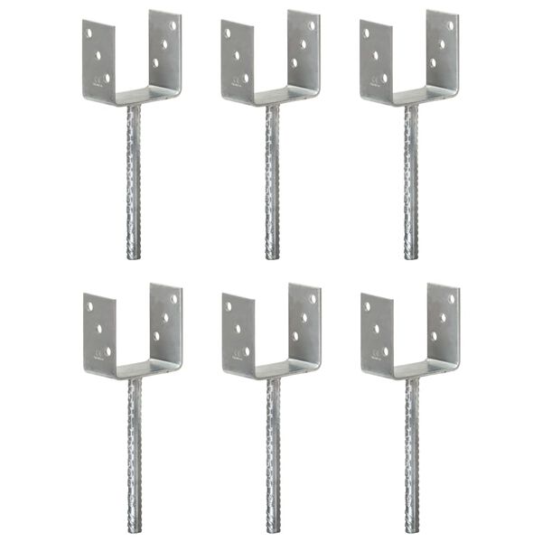 vidaXL Fence Anchors 6 pcs Silver 10x6x30 cm Galvanised Steel