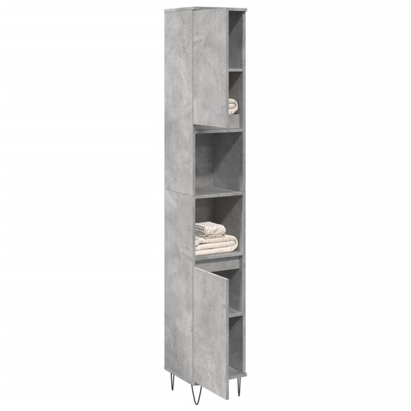 vidaXL Bathroom Cabinet Concrete Grey 30x30x190 cm Engineered Wood
