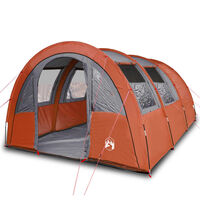 vidaXL Camping Tent 4 Persons Grey&Orange 483x340x193 cm 185T Taffeta