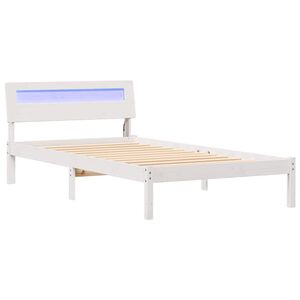 vidaXL Bed Frame with Headboard White 75 x 190 cm Solid Pine Wood