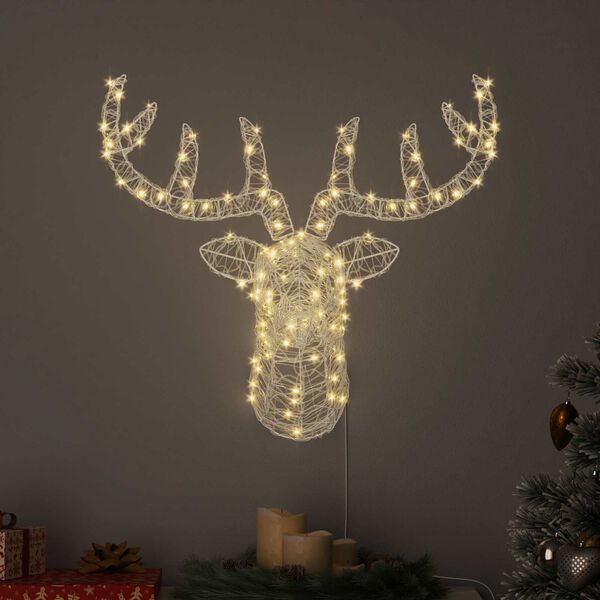 vidaXL Reindeer Head Warm white 68 x 36.5 x 62.5 cm Acrylic