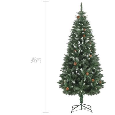 vidaXL Artificial Pre-lit Christmas Tree with Ball Set Pine Cones 180 cm