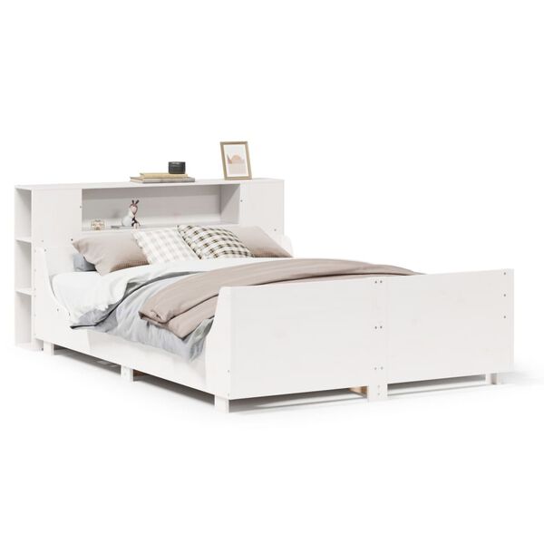 vidaXL Bed Frame without Mattress White 150x200 cm King Size Solid Wood Pine