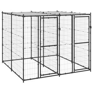 vidaXL Outdoor Dog Kennel Steel with Roof 4.84 m&sup2;