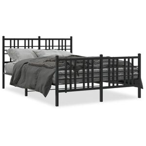 vidaXL Metal Bed Frame without Mattress with Footboard Black 140x200cm
