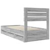 vidaXL Bed Frame with Drawer Grey Sonoma 100 x 200 cm Engineer Wood