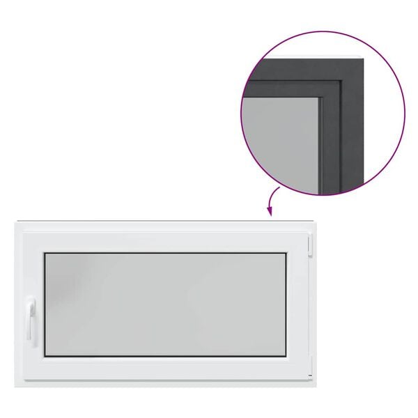 vidaXL Basement Window "RISOR" 110x70 cm Tilt&Turn DIN Right Anthracite