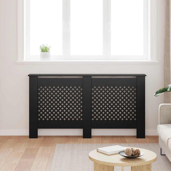 vidaXL Radiator Cover Black 152x19x81.5 cm MDF