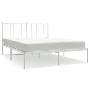 vidaXL Metal Bed Frame without Mattress with Headboard White 140x190cm