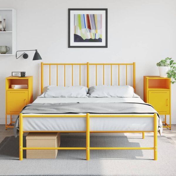 vidaXL Bedside Cabinets 2 pcs Mustard Yellow 36x39x78 cm Steel