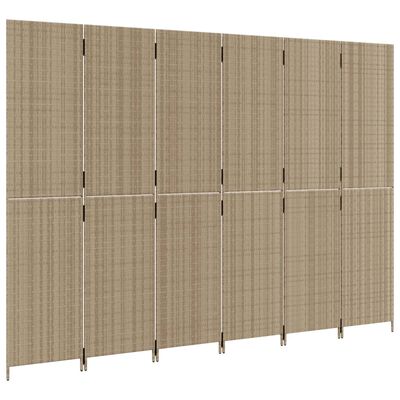 vidaXL Room Divider 6 Panels Beige Poly Rattan