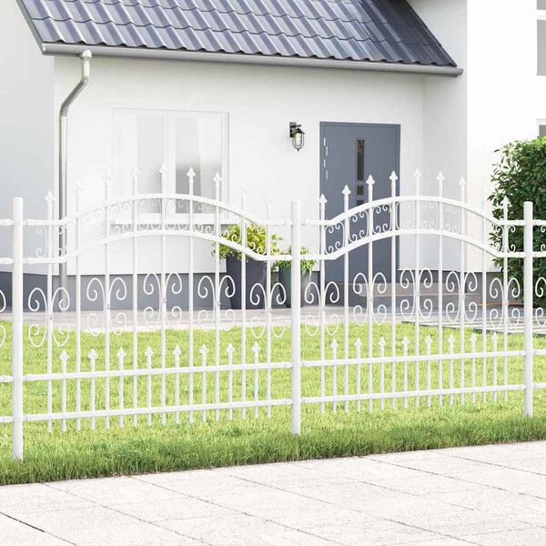 vidaXL Garden Fence White 140 cm Powder-coated steel