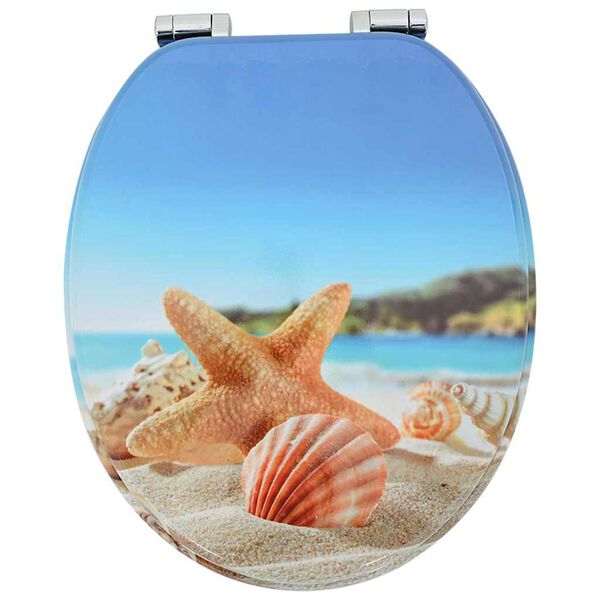 vidaXL Soft-Close Toilet Seat Sea Muschel 44 x 38 cm MDF board