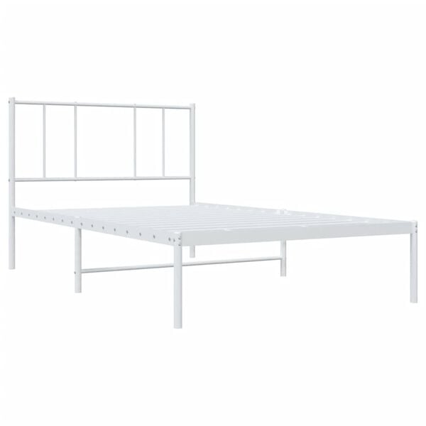 vidaXL Metal Bed Frame without Mattress with Headboard White 90x200cm